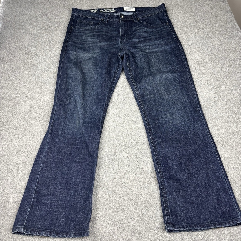 TK Axel Slim Boot Jeans Mens 38x32 (Fits 40x32) Dark Wash Western Blue Denim
